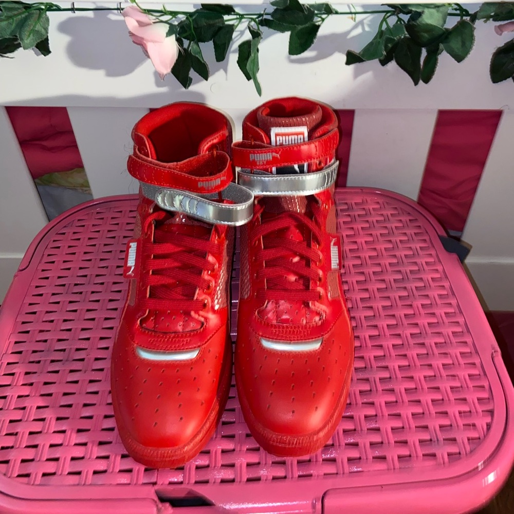 Puma Red Sneakers with Silver Highlights